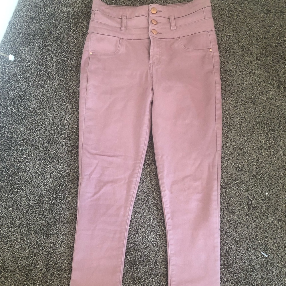 High waisted pink jeans